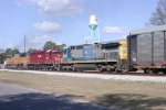 NB freight with HLCX new paint job 