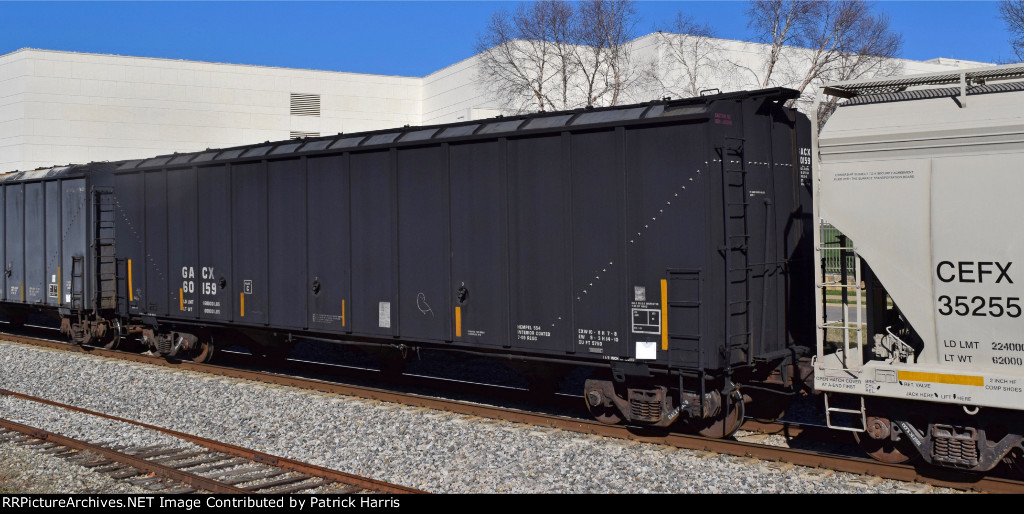 GACX 60159 X-HTCX 01-1989 built 02-2009 repainted Trinity 5750cf 3-gate carbon black covered hopper on CSX in A703 in Cartersville GA 2-48 01-26-2017