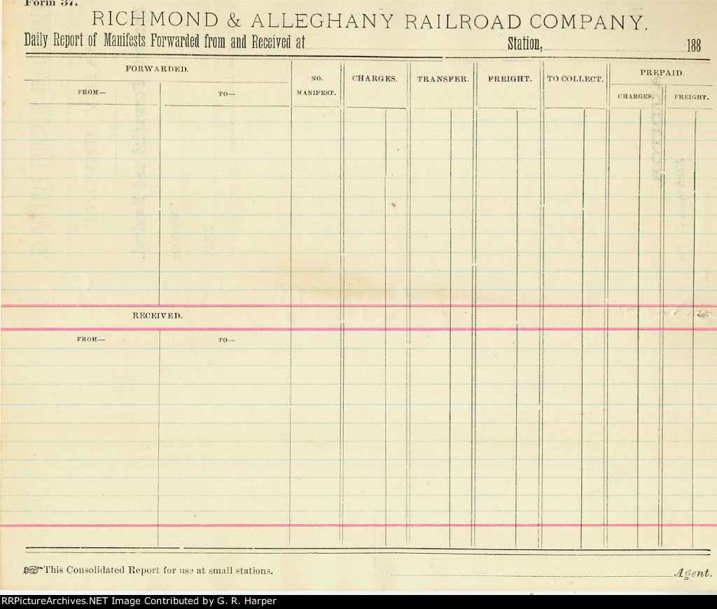Daily Report of Manifests Forwarded and Received ledger