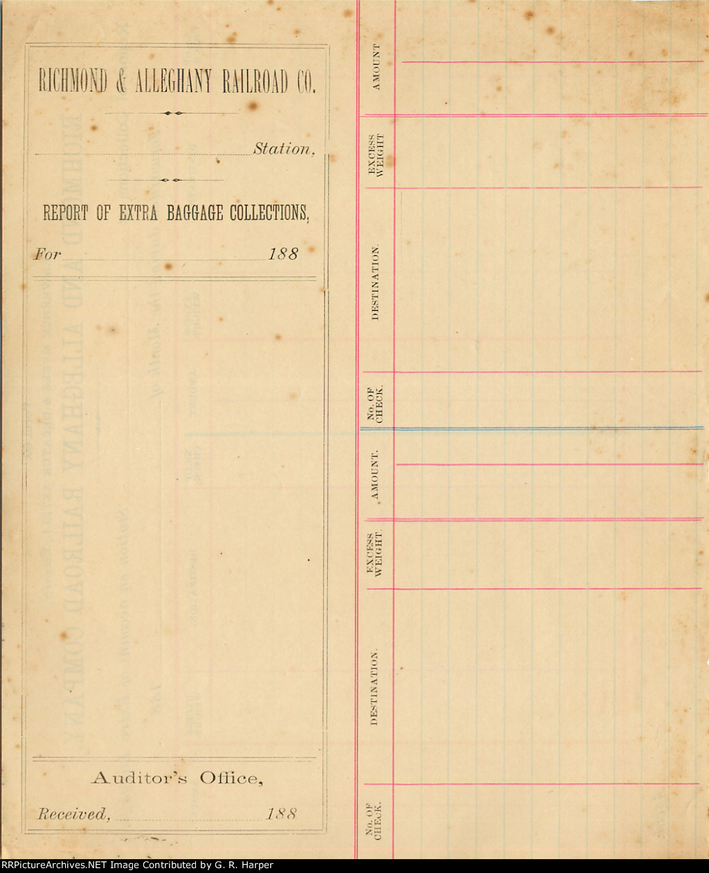 Report of Extra Baggage Collections