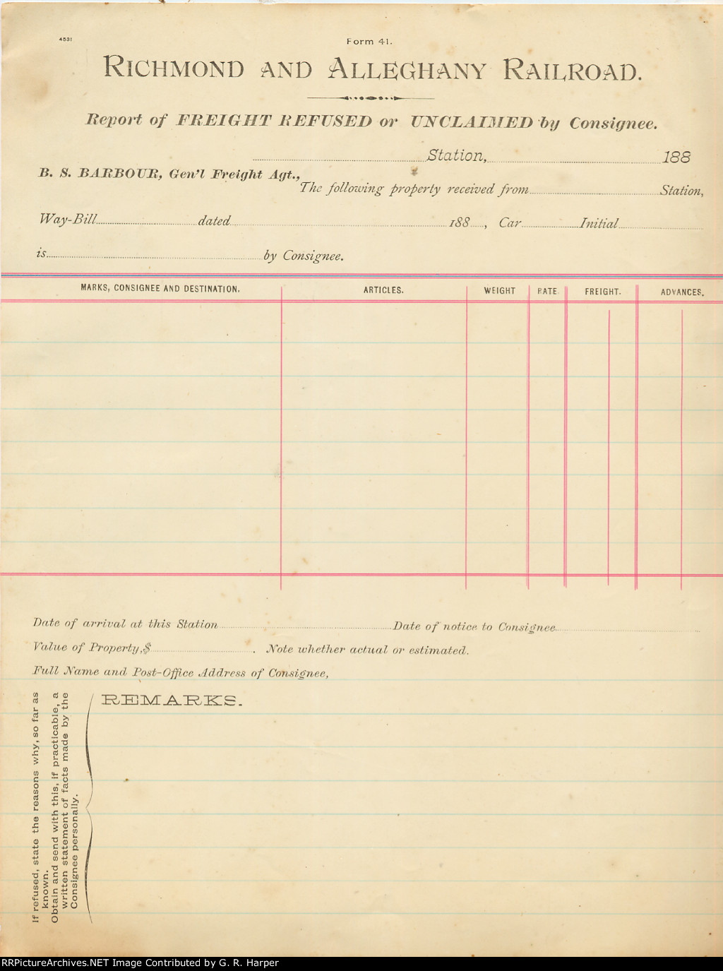 Report of Freight Refused or Unclaimed by Consignee