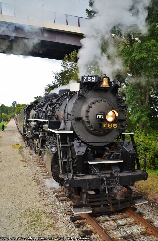 NKP 765 comes in for her first run.