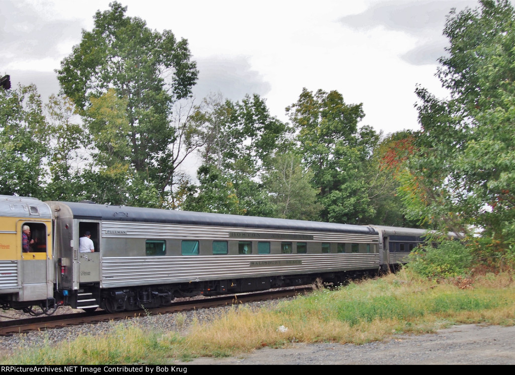 Among the 26 cars on the Limited was ex-Boston & Maine sleeping car "Salisbury Beach" returning to home rails after many years.