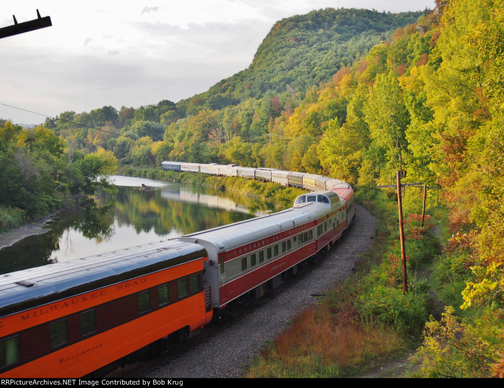 The rear half of the Pine Tree Limited rounds Pownal Curve