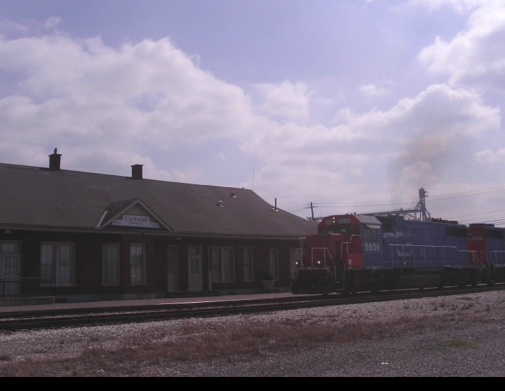 GTW train passes the old Canton Train Station