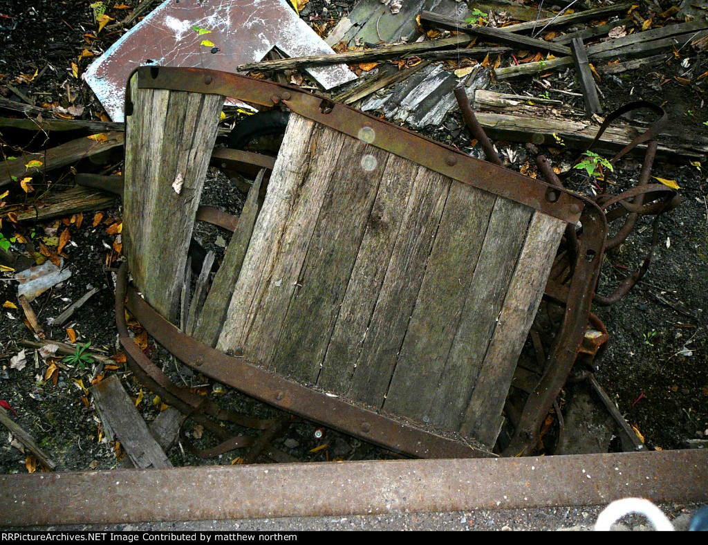 whats left of a baggage cart in the REA Building