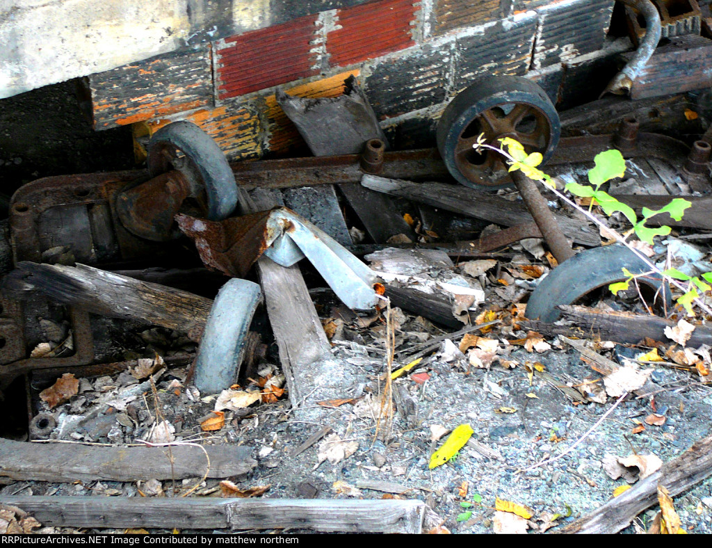 whats left of a baggage cart in the REA Building