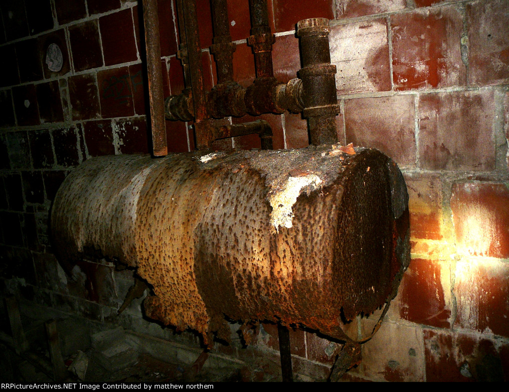 rusted tank in REA Building
