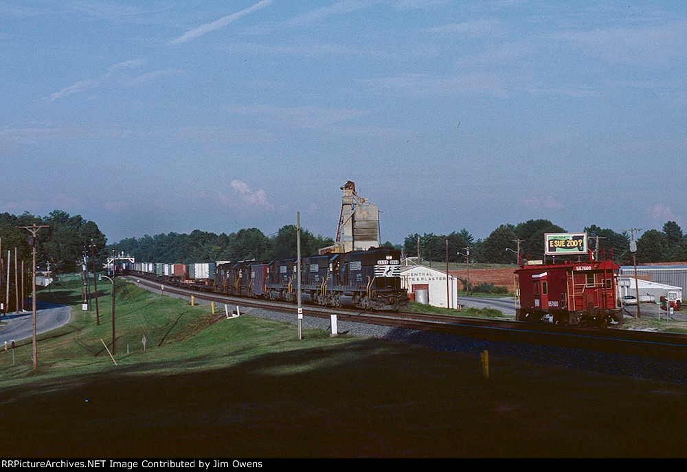 Southbound past the new town caboose.