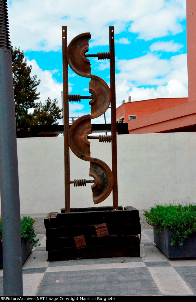 San Luis Potosi Railway Museum - Art piece made from railroad parts