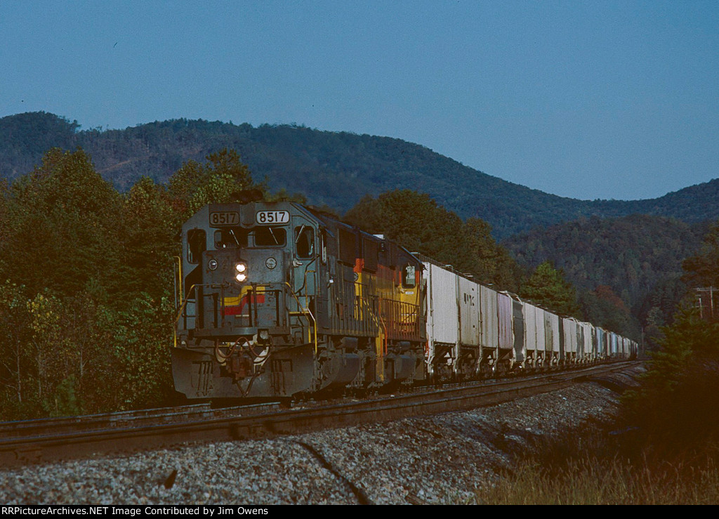 A southbound grain train waits in Thermal Siding.