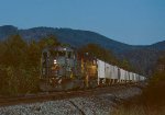 A southbound grain train waits in Thermal Siding.