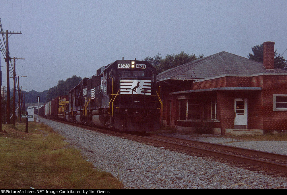 An eastbound passing the Marion depot