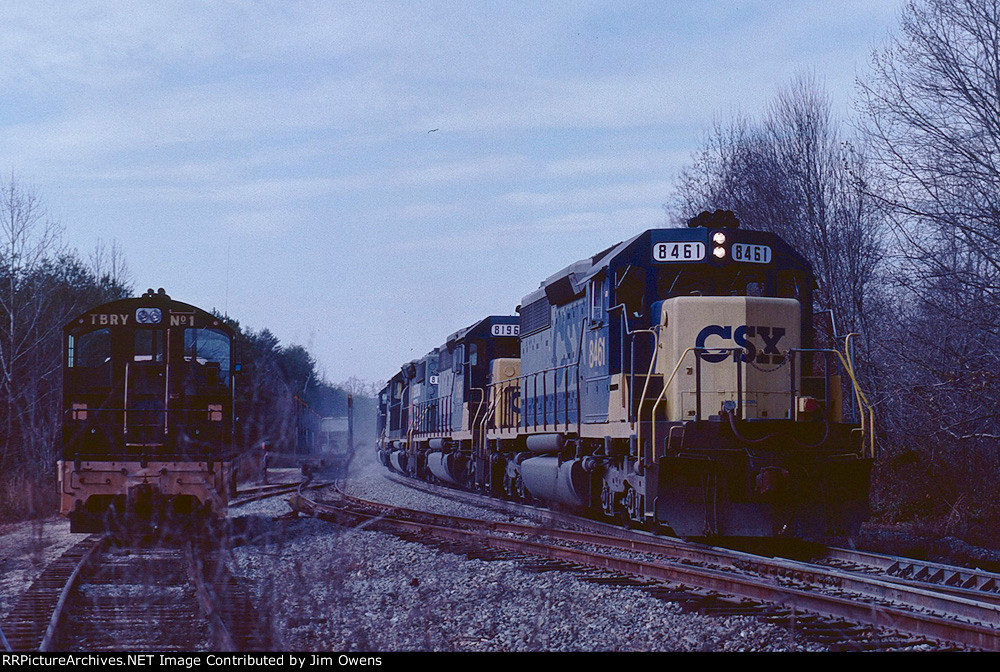 A CSX eastbound passes the TBRY 1.