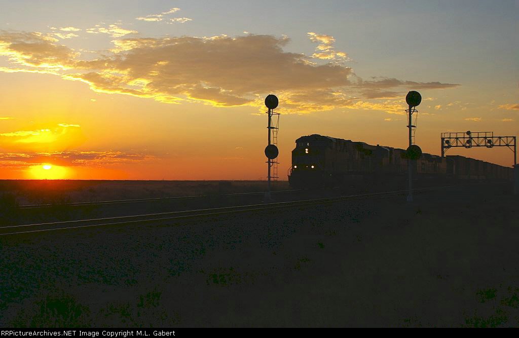 A sunset Eastbound stack