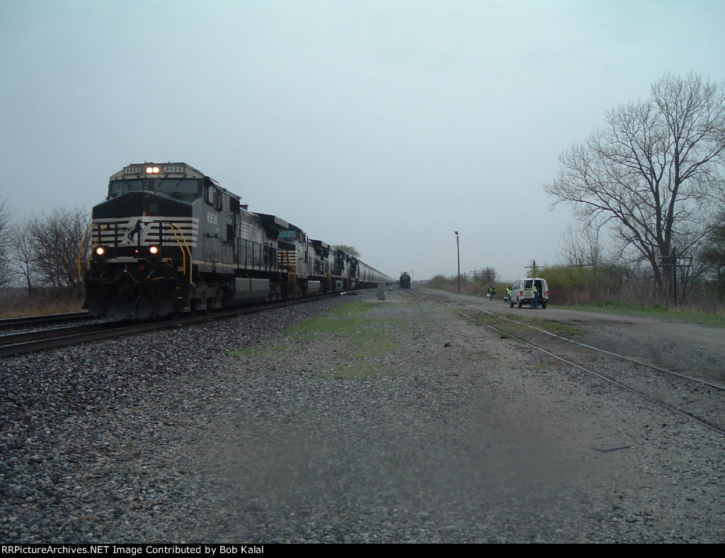 NS 8938 hooked to cars ready to leave