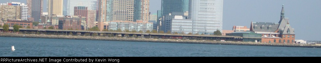 Central Railroad of New Jersey Terminal full south side profile view from Ellis Island