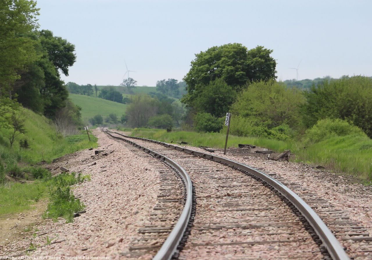 This run of jointed rail starts 432 miles from Chicago