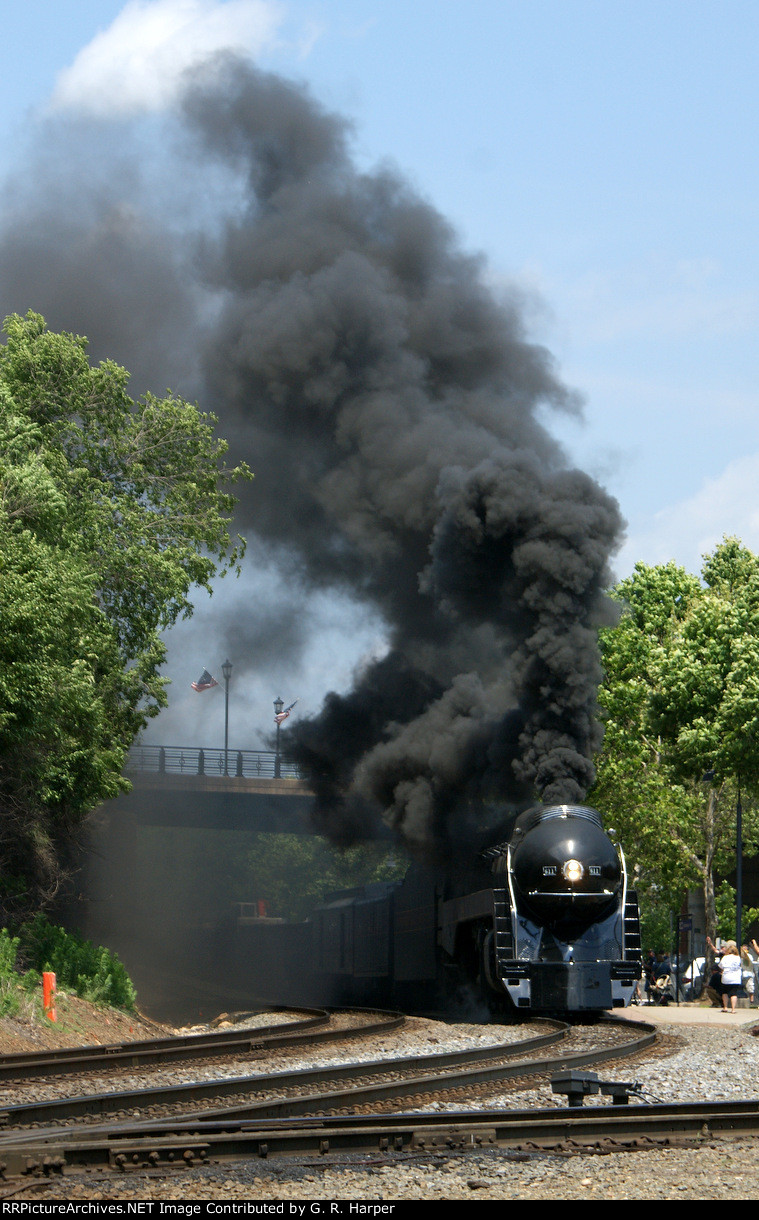 Steam engines are romantic and thrilling, but MAN! are they dirty.  611 leaving Charlottesville