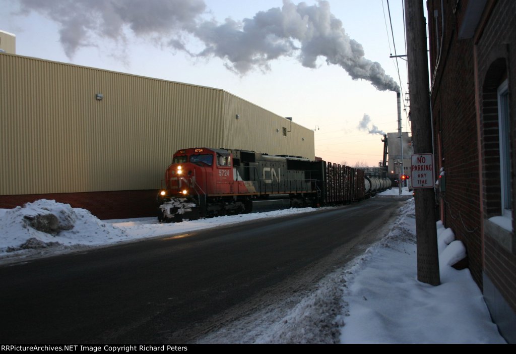 Headed into the paper mill yard