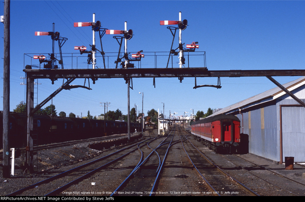 Orange station signal gantry