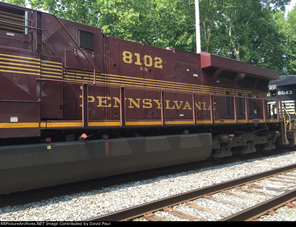 #12 The PRR  Heritage unit is seen Tied down at Lester on NS 66W 7/5/15