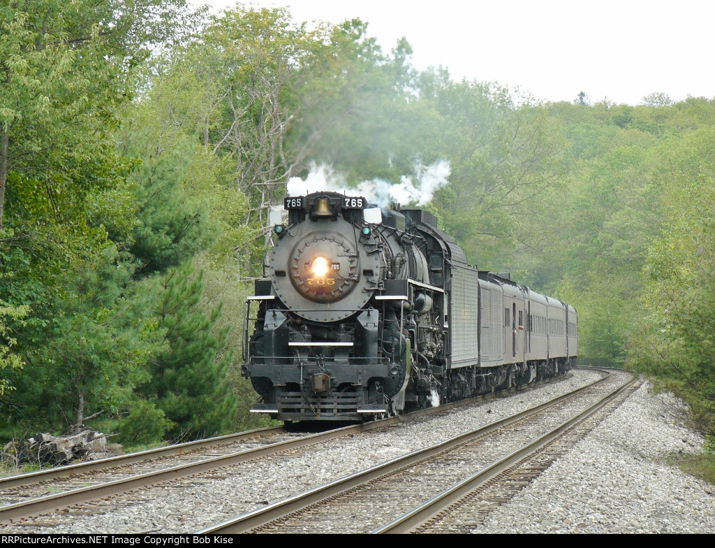 Nearing Glen Summit crossing after a brief maintenance stop at Penobscot
