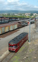 Electric City Trolley leaving its platform at Steamtown