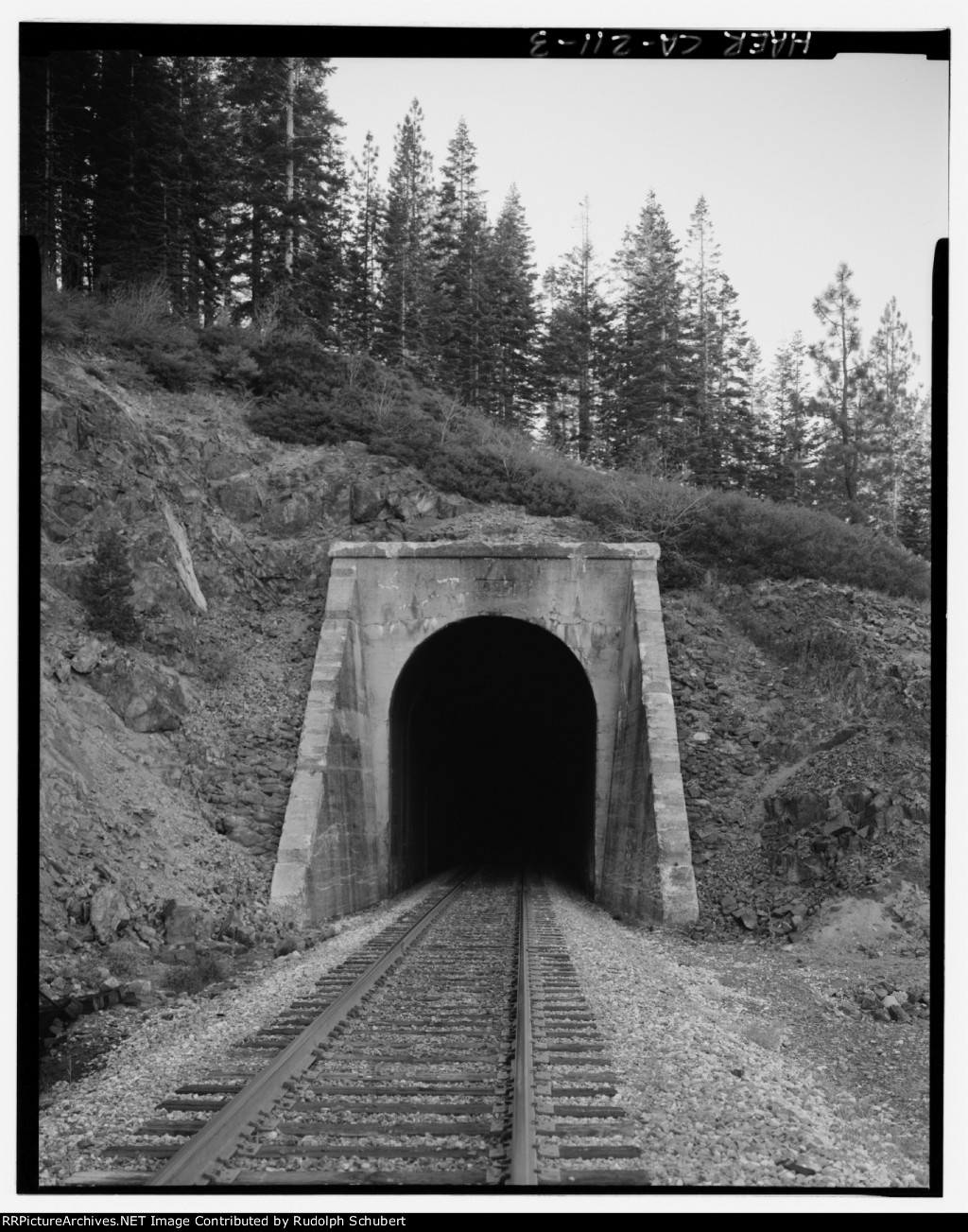 East portal of Tunnel 38, view to west, 135mm lens with electronic flash fill. 