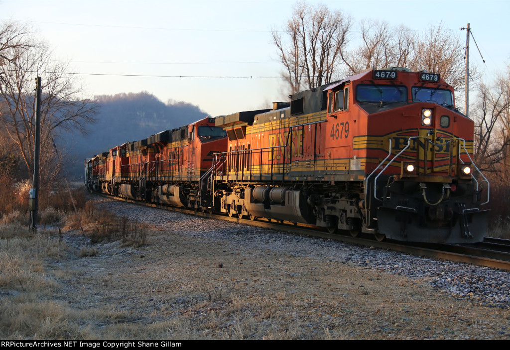 BNSF 4679 Leads a freight up the Aurora Sub,