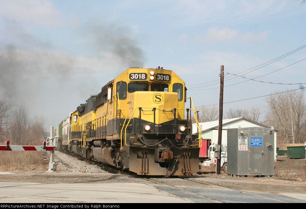 Engineer Ben Martin smokes it up  accelerating through town southbound on the SY-1