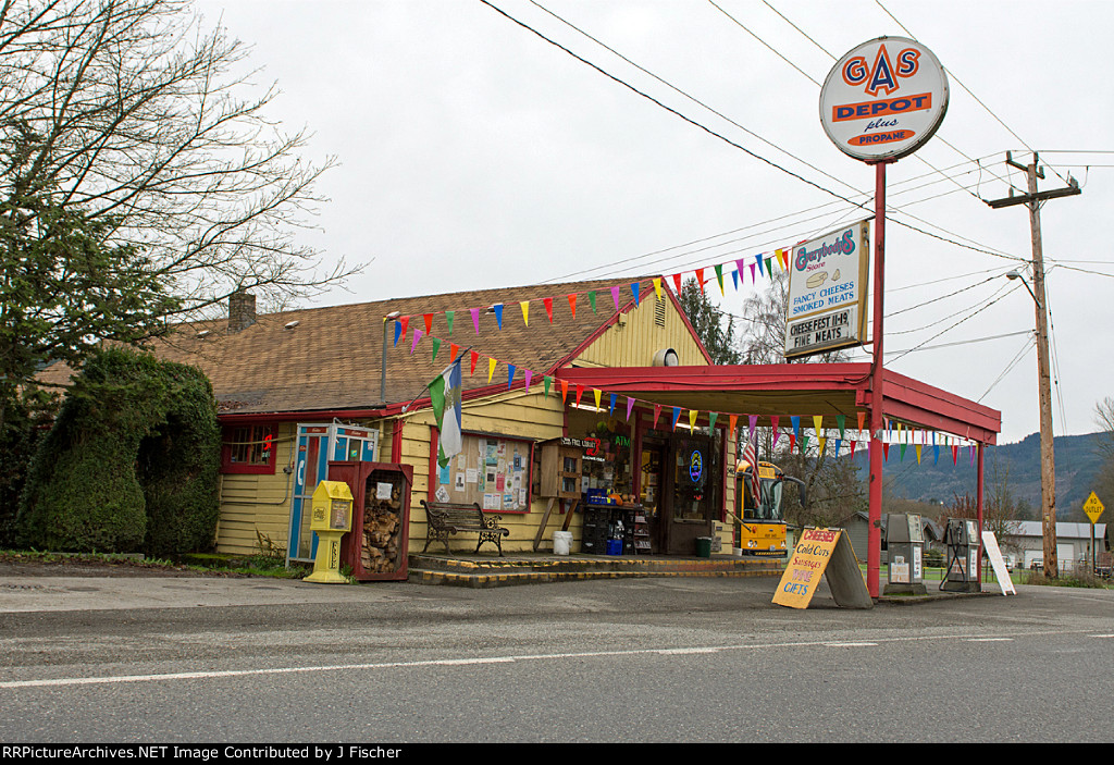 Grocery store across the street from NP tracks