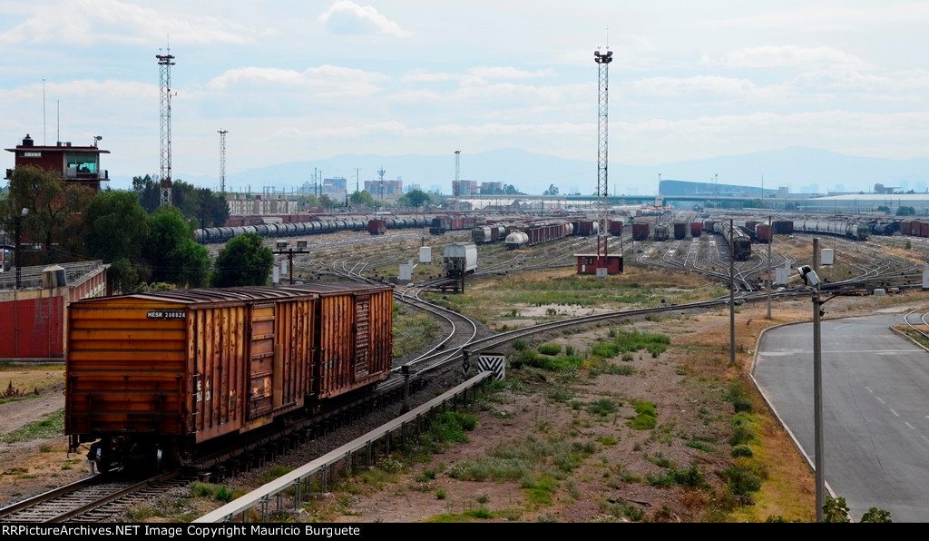 Box cars passing over main retarder on the classification yard