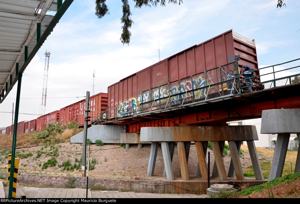 Box cars being pushed over the hump
