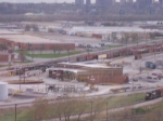 Blurry close-up of ex-Wabash roundhouse