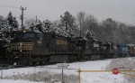 NS 349 gets ready to leave Glenwood Yard in the snow