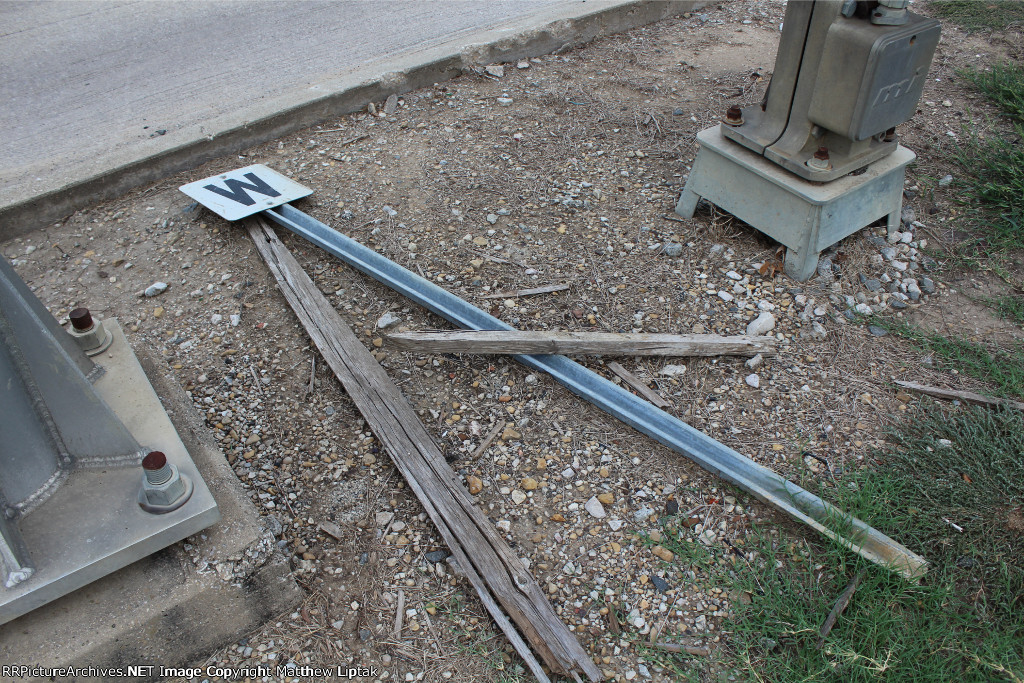 An old whistle post sign at MP 29.9 (the Moore Rd. grade crossing)