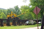 CSX WC8601 and crews working on the trestle