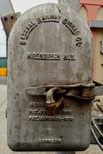 Pedestrian crossing arm motor box at Moore Street in Hackensack.