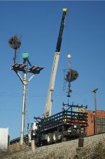 Severed head lowered into the "basket".