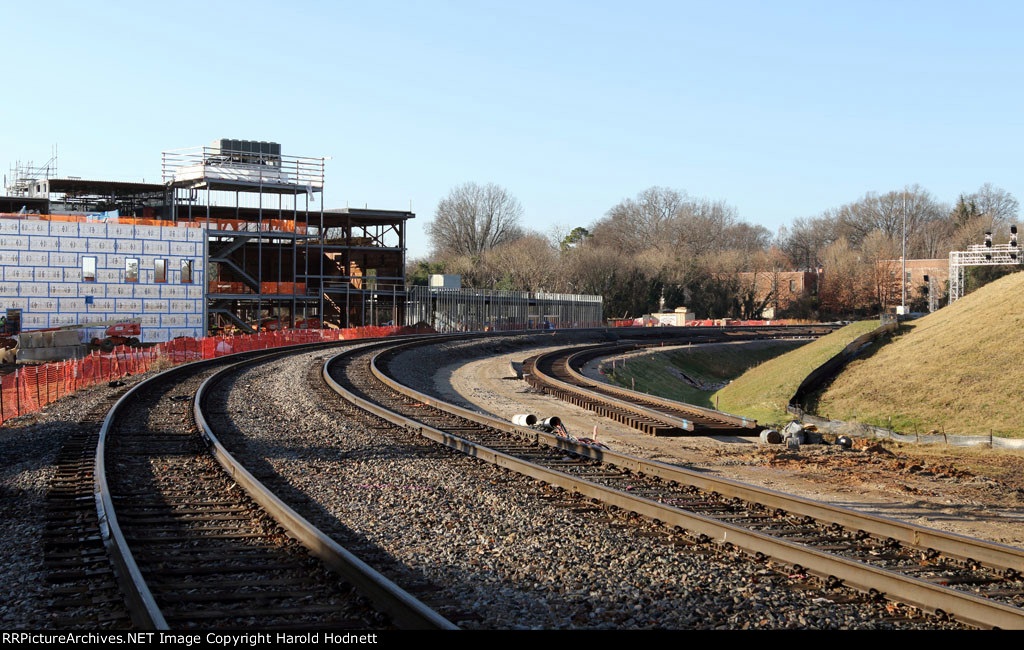 View from Hargett Street including new station