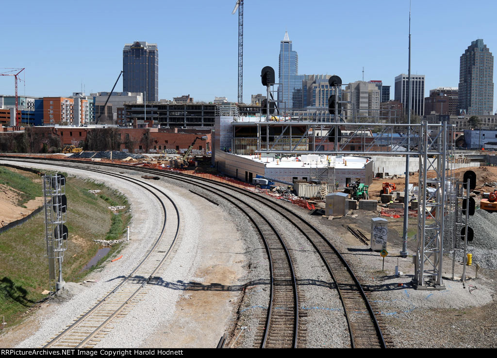 The new track is on the left... the two center tracks have been severed