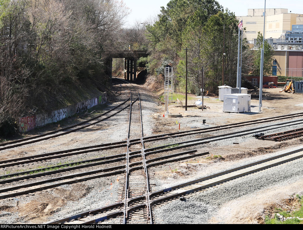 The view looking south down the original NS line