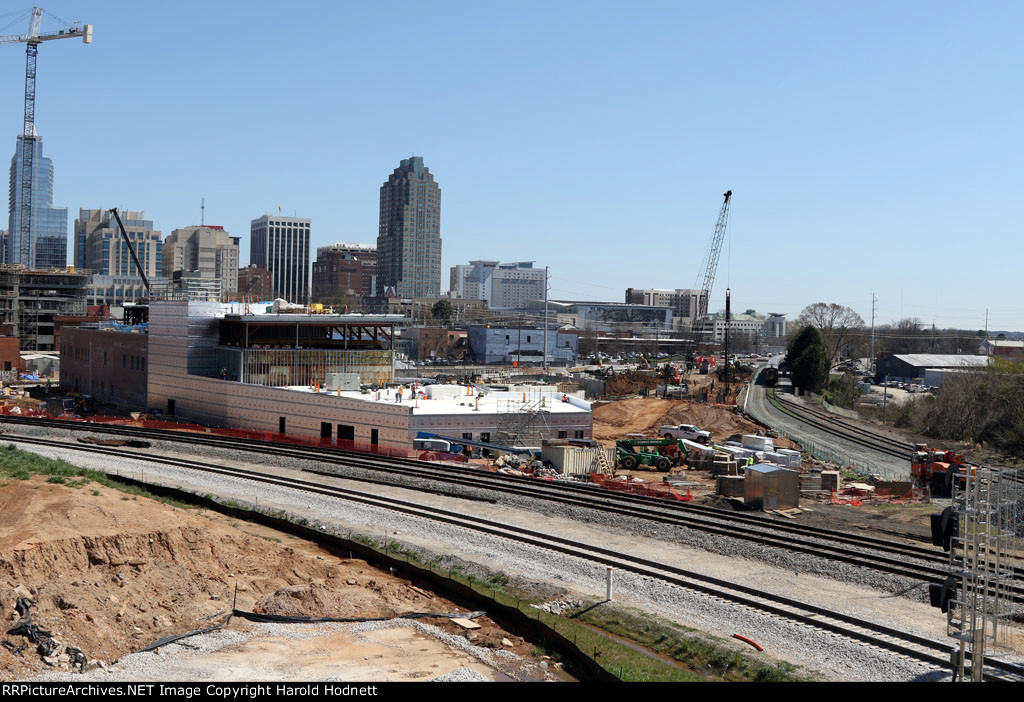 Construction continues on the station commplex