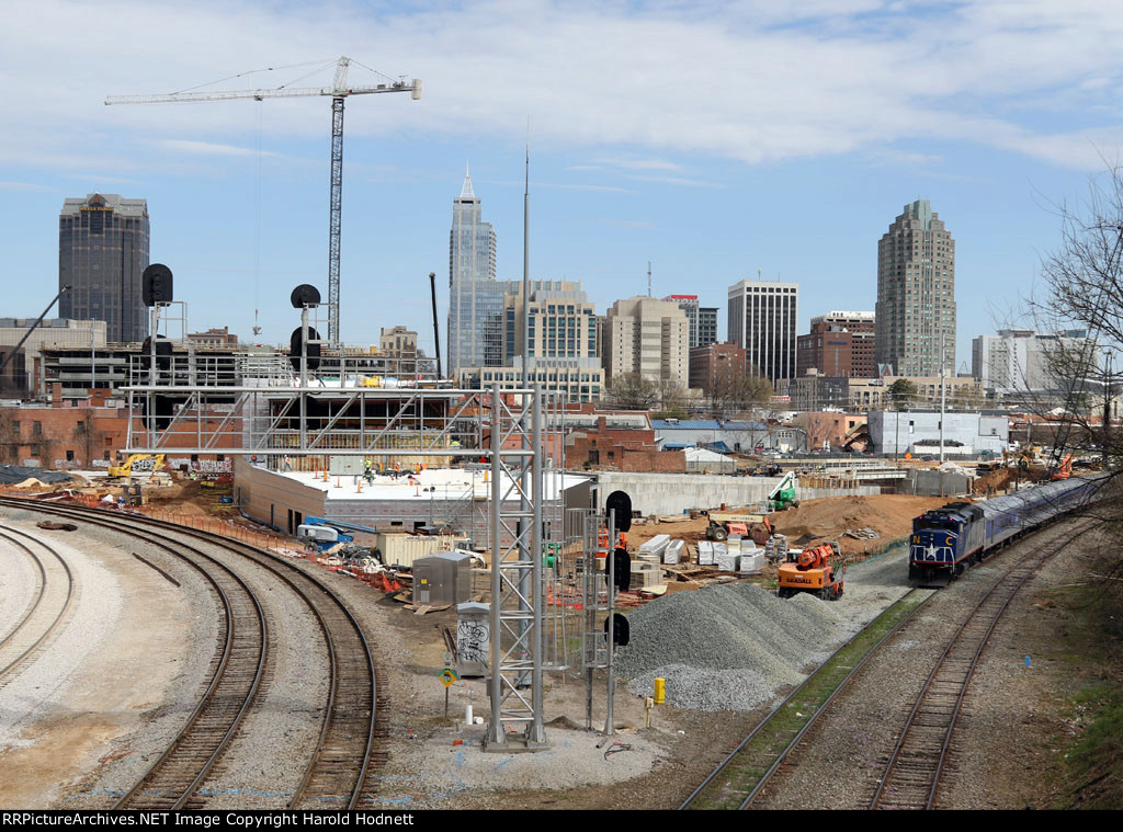 The view of the downtown skyline from the Boylan Street bridge