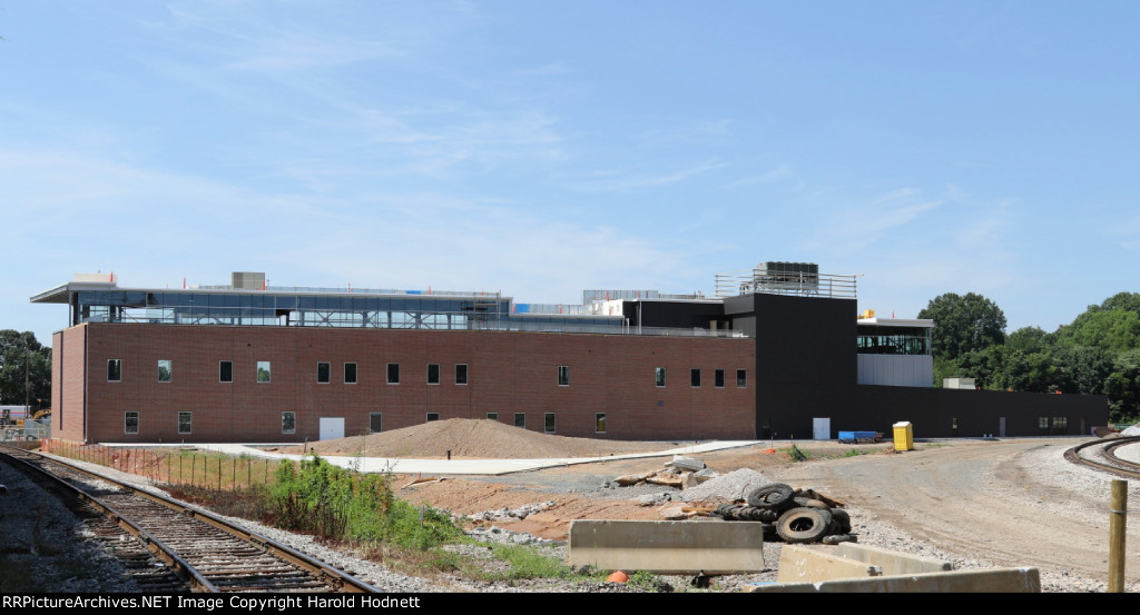 View of the new Union Station as seen from the NS connecting track / Hargett Street crossing