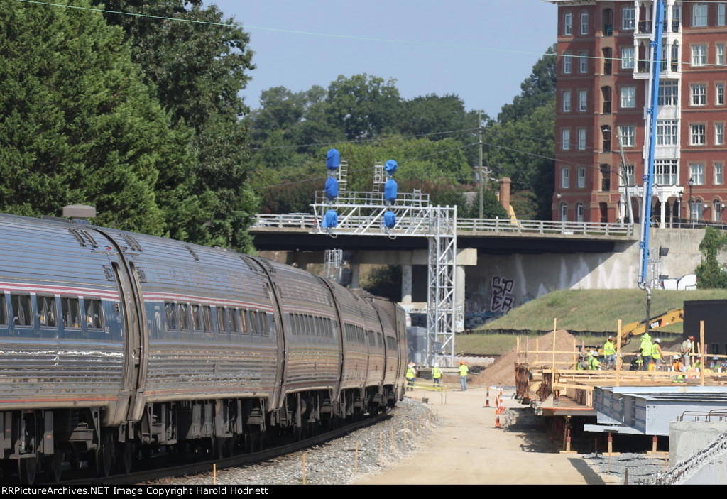 The new signals which will be for the trains at the new station