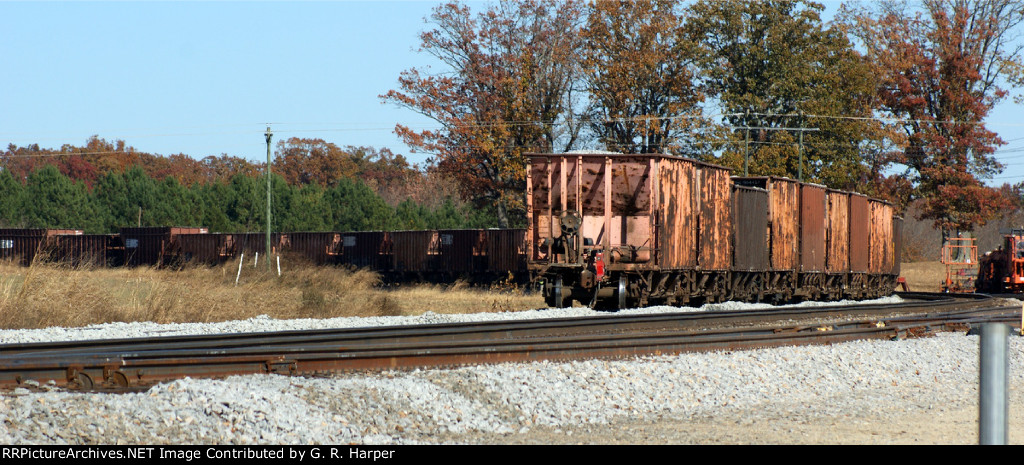 Looking north from Taylor's Mill Rd and ballast train 92Q dumping rock