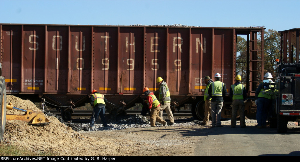 Dumping ballast at the end of People's Supply Rd. in Gretna
