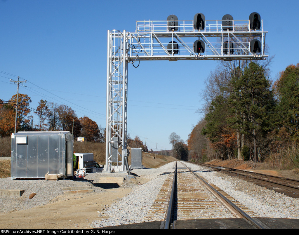 Signal cantilever at Sycamore Creek Rd. shown at beginning of this album five hours later.  All signals in service